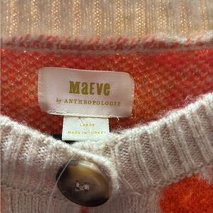 Anthropologie Maeve Orange and Cream Cardigan